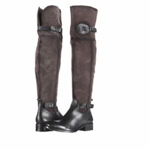 Luichiny Grey Suede and Black Leather Riding Boots